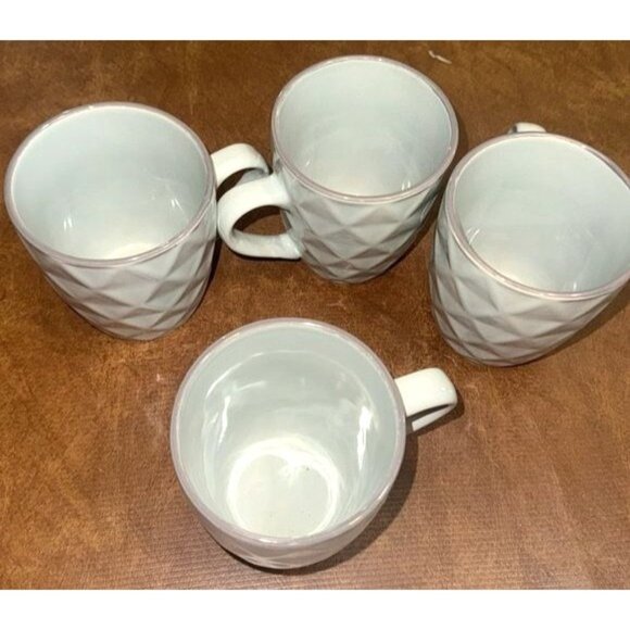 Embossed Ceramic Coffee Mug Set  Dishwasher & Microwave Safe  Geometric - Picture 4 of 7